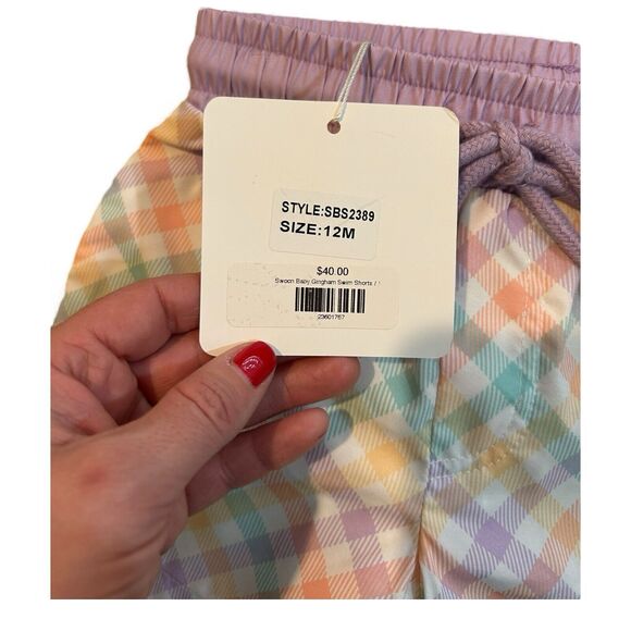Swoon Baby Boys Plaid Swim Trunks Sz 12M NWT Lined G20 - Picture 5 of 7